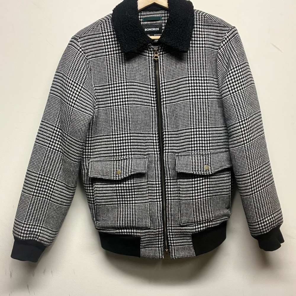 Bonobos Black and White Bomber Jacket
